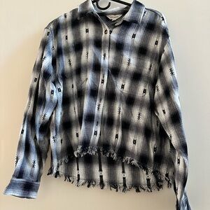 Lucky Brand Black and White Plaid Button-Down Shirt